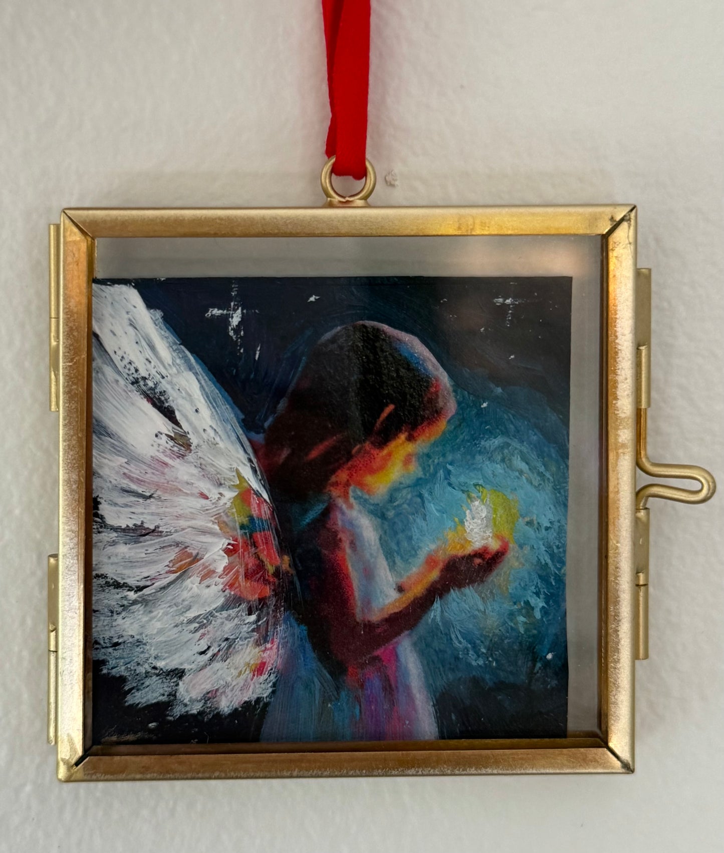 “Carry the Light” -Mini original art in a golden glass frame